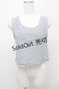 axes femme / お花レースタンクトップ  ブルー S-25-07-18-013-AX-TO-HR-ZI