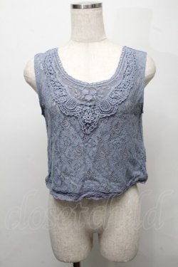 画像1: axes femme / お花レースタンクトップ  ブルー S-25-07-18-013-AX-TO-HR-ZS