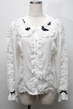 画像1: axes femme kawaii / ハロウィンナイト刺繍ブラウス  白 S-25-07-18-016-AX-BL-HR-ZS
