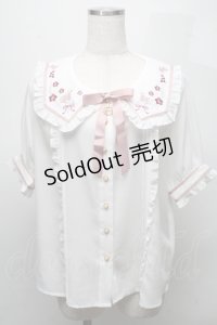Amavel / 衿刺繍チャイナブラウス  オフｘピンク S-25-07-18-017-CA-BL-AS-ZS