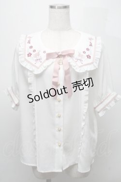 画像1: Amavel / 衿刺繍チャイナブラウス  オフｘピンク S-25-07-18-017-CA-BL-AS-ZS