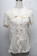 axes femme / レーシープリーツブラウス  オフ S-25-07-18-022-AX-BL-HR-ZS