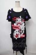 Deorart / ボーダー切替カットソー  黒ｘ紫 S-25-07-18-034-PU-TO-AS-ZS