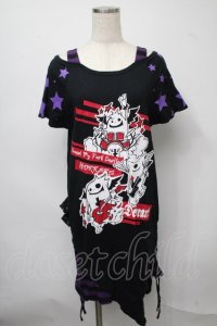 Deorart / ボーダー切替カットソー  黒ｘ紫 S-25-07-18-034-PU-TO-AS-ZS