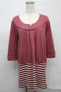 axes femme / ムジ×ボーダードッキングワンピース  ピンク S-25-07-20-046-AX-OP-HR-ZT403