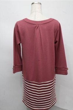 画像2: axes femme / ムジ×ボーダードッキングワンピース  ピンク S-25-07-20-046-AX-OP-HR-ZS
