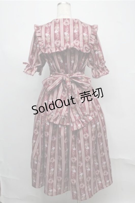 画像2: axes femme Kawaii / RosyBear柄ワンピース  ワイン S-25-07-20-047-AX-OP-HR-ZH (2)