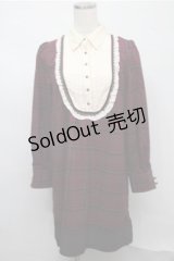 axes femme / ブロッキングチェックワンピース  ワイン S-25-07-20-048-AX-OP-HR-ZS