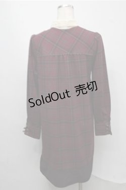画像2: axes femme / ブロッキングチェックワンピース  ワイン S-25-07-20-048-AX-OP-HR-ZS