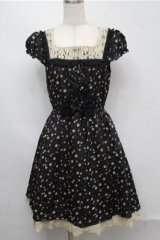 axes femme / ランダムドットワンピース  黒 S-25-07-20-052-AX-OP-HR-ZS