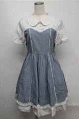 axes femme POETIQUE / ストライプブラウスドッキングワンピース  ブルー S-25-07-20-054-AX-OP-HR-ZI