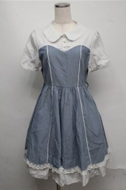 画像1: axes femme POETIQUE / ストライプブラウスドッキングワンピース  ブルー S-25-07-20-054-AX-OP-HR-ZS