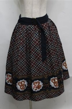 画像1: axes femme POETIQUE / プレッツェルベルト付スカート  ワインｘ紺 S-25-07-20-059-AX-SK-HR-ZS