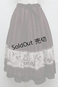 axes femme / パリトラベルパネル柄スカート  ワイン S-25-07-20-060-AX-SK-HR-ZS