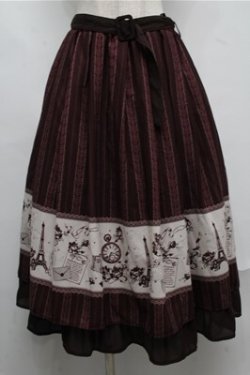 画像1: axes femme / パリトラベルパネル柄スカート  ワイン S-25-07-20-060-AX-SK-HR-ZS