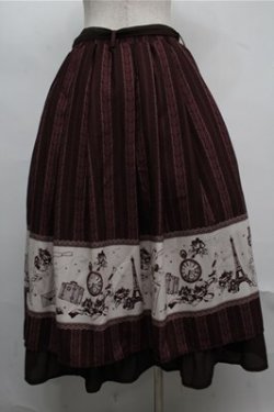 画像2: axes femme / パリトラベルパネル柄スカート  ワイン S-25-07-20-060-AX-SK-HR-ZS