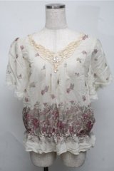 axes femme / パネルプリント花柄ブラウス  オフ S-25-07-20-015-AX-BL-HR-ZS