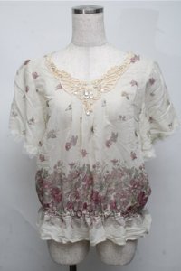 axes femme / パネルプリント花柄ブラウス  オフ S-25-07-20-015-AX-BL-HR-ZI