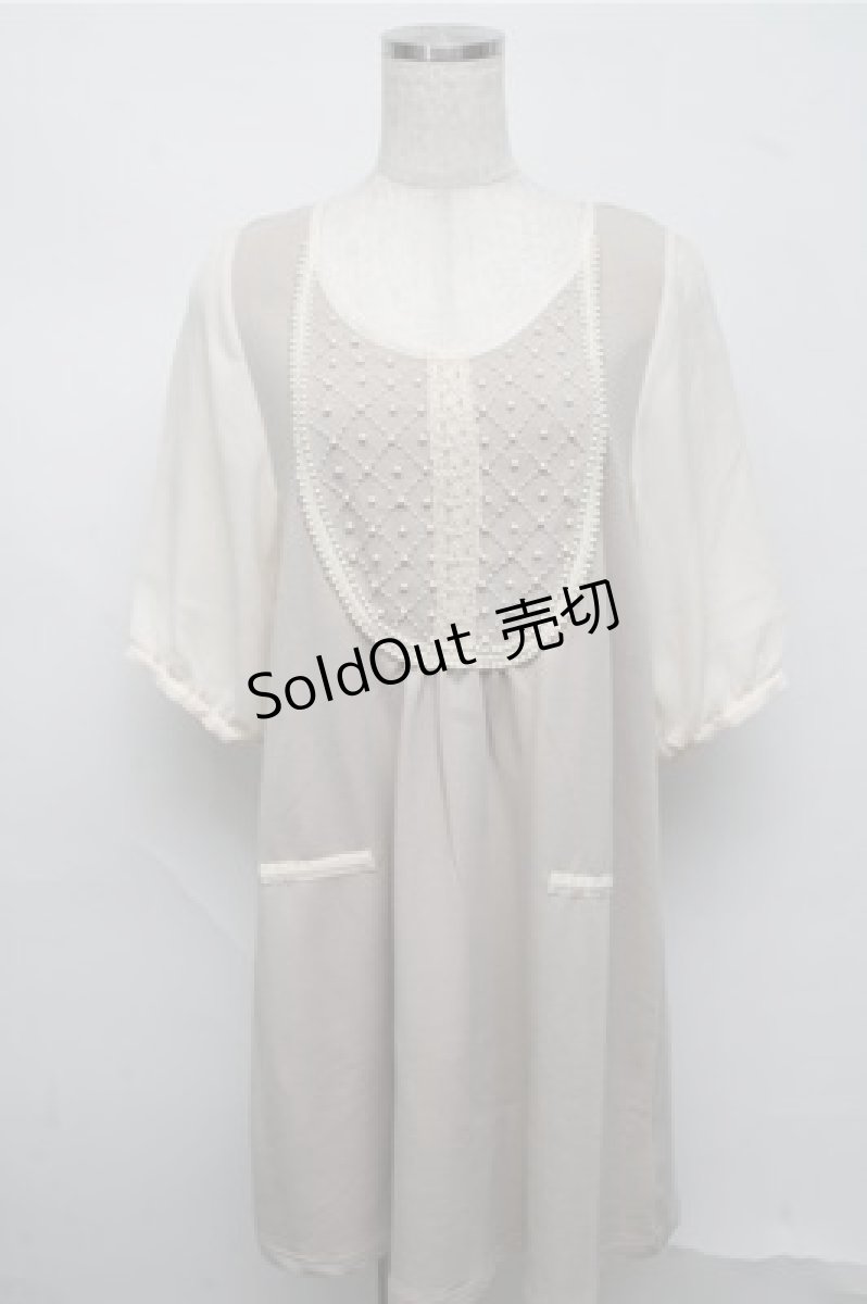 画像1: axes femme / 袖シフォン切替チュニック  ベージュ S-25-07-20-016-AX-TO-HR-ZI (1)