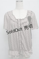 axes femme / ブラウス風ドットカットソー  ブラウン S-25-07-20-019-AX-TO-HR-ZI
