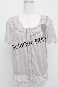 axes femme / ブラウス風ドットカットソー  ブラウン S-25-07-20-019-AX-TO-HR-ZI