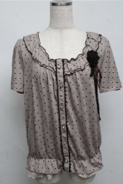 画像1: axes femme / ブラウス風ドットカットソー  ブラウン S-25-07-20-019-AX-TO-HR-ZS