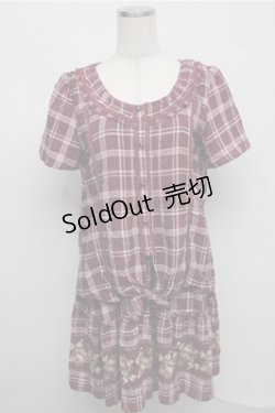 画像1: axes femme / 裾花柄チェックチュニック  パープル S-25-07-20-020-AX-TO-HR-ZS