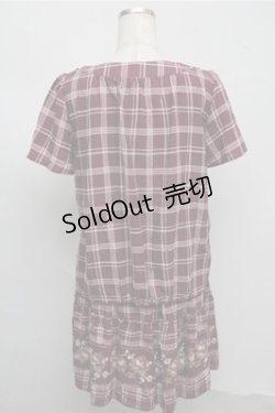 画像2: axes femme / 裾花柄チェックチュニック  パープル S-25-07-20-020-AX-TO-HR-ZS