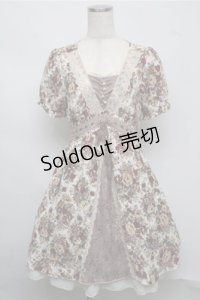 axes femme / 花柄半袖ワンピース  キナリ S-25-07-20-022-AX-OP-HR-ZS