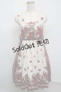 axes femme / スカーフパネル柄ワンピース  ワイン S-25-07-20-026-AX-OP-HR-ZI