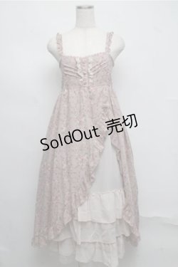 画像1: axes femme / スリット入りバラ柄ロングワンピース  ピンク S-25-07-20-033-AX-OP-HR-ZS