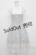 axes femme / 花×蝶チュールプリントスカート  サックス S-25-07-20-039-AX-SK-HR-ZS