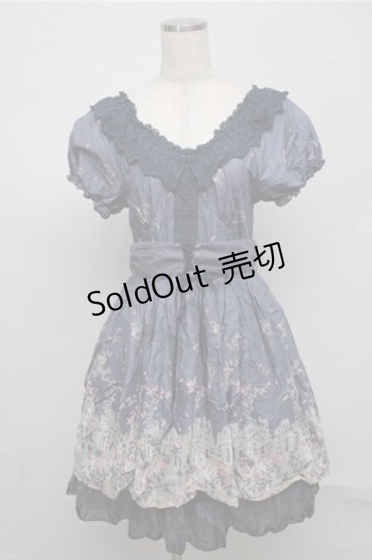 画像1: axes femme / 馬車柄ワンピース  ブルー S-25-07-20-041-AX-OP-HR-ZT390 (1)