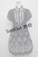axes femme / ブロッキングフロッキーワンピース  紺 S-25-07-20-042-AX-OP-HR-ZI