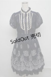 axes femme / ブロッキングフロッキーワンピース  紺 S-25-07-20-042-AX-OP-HR-ZI