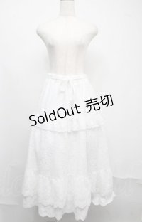 axes femme / ティアードコットンレーススカート  白 S-25-07-21-053-AX-CO-AS-ZS
