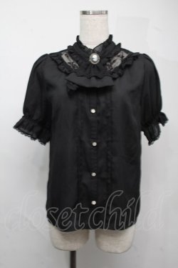 画像1: axes femme / ローズカメオ×ジャボブラウス  黒 S-25-07-21-009-AX-BL-AS-ZS
