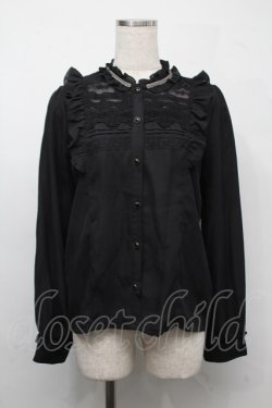 画像1: axes femme / ブローチ付きヴィンテージブラウス  黒 S-25-07-21-010-AX-BL-HR-ZS