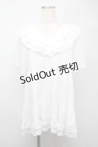 axes femme / ボリュームフリルチュニック  白 S-25-07-21-002-AX-TO-AS-ZS