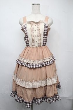 画像1: axes femme kawaii / カントリーチェックジャンスカ  ベージュ S-25-07-21-030-AX-OP-AS-ZS