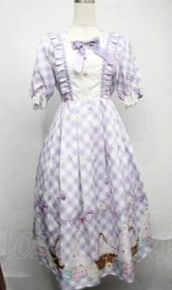 画像1: axes femme kawaii / イースター柄ワンピース  ラベンダー S-25-07-21-031-AX-OP-AS-ZS