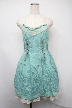 画像1: axes femme / オパール花パネルフレアーワンピース  グリーン S-25-07-21-040-AX-SK-HR-ZS