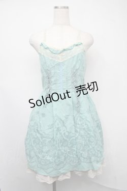 画像1: axes femme / オパール花パネルフレアーワンピース  グリーン S-25-07-21-040-AX-SK-HR-ZS