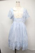axes femme / 切替シフォンワンピース  サックスｘキナリ S-25-07-21-041-AX-OP-HR-ZS