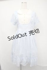 axes femme / 切替シフォンワンピース  サックスｘキナリ S-25-07-21-041-AX-OP-HR-ZS