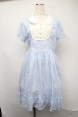 画像1: axes femme / 切替シフォンワンピース  サックスｘキナリ S-25-07-21-041-AX-OP-HR-ZS