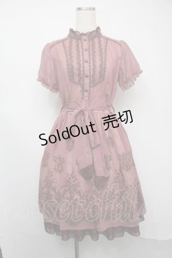 画像1: axes femme / ブロッキングフロッキーワンピース  ピンク S-25-07-21-047-AX-OP-HR-ZI
