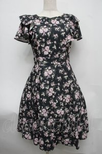 LODISPOTTO / 花柄フリルワンピース  黒 S-25-07-22-043-LO-OP-AS-ZT246