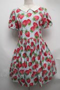 Jane Marple / ストロベリーmeetsストライプワンピース - サックス S-25-07-22-051-JM-OP-ET-ZS