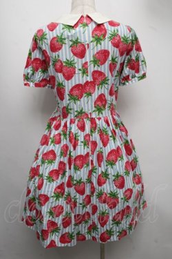 画像2: Jane Marple / ストロベリーmeetsストライプワンピース - サックス S-25-07-22-051-JM-OP-ET-ZS